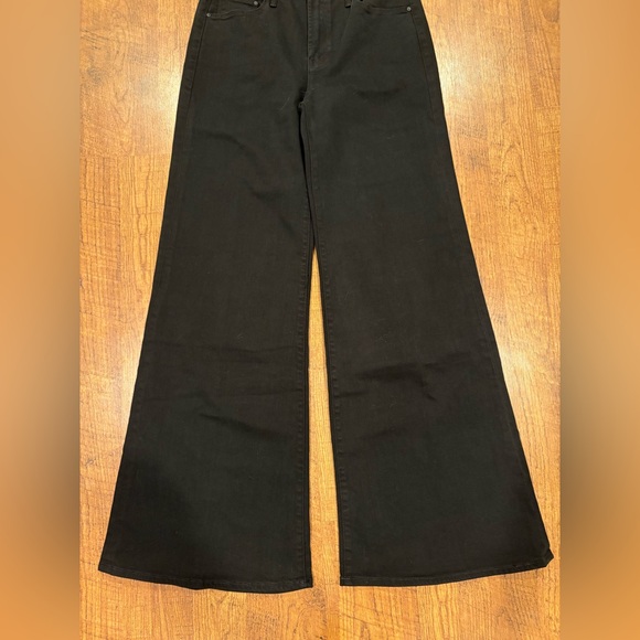 Mother The Twister Sneak Pitch Black Jeans Womens 29 Denim Wide Leg Stretch - Picture 4 of 10